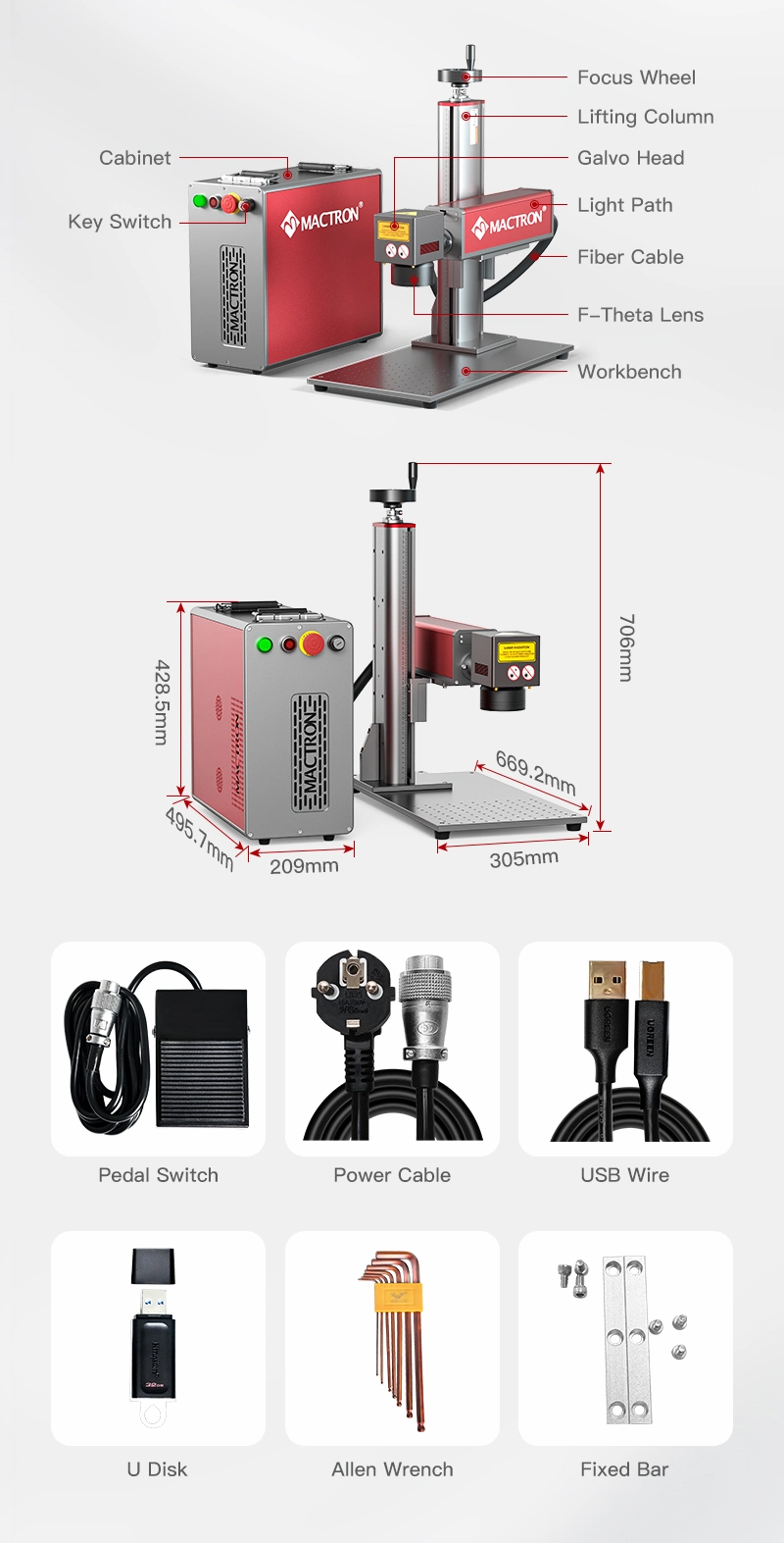 Mactron Raycus Jpt Metal Plastic Jewelry Gold Portable Fiber Laser Marking Machine for Sale